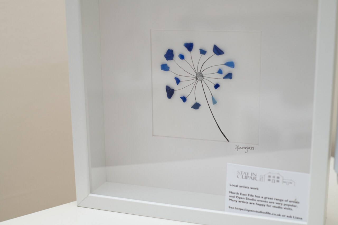 Fifeseaglass Art- Picture of agapanthus made of sea glass